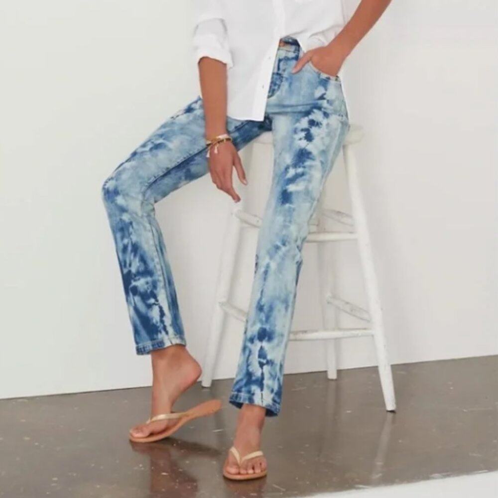 Anthropologie Pilcro Tie Dye High Rise Slim Boyfriend Jean Size 28